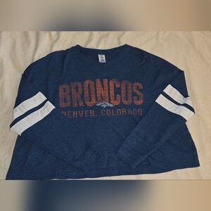 Denver Broncos Navy Blue Long Sleeve Thermal Mid Crop Top